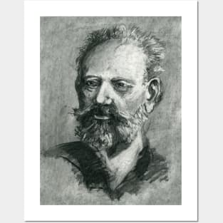 Pyotr Ilyich Tchaikovsky - charcoal portrait Posters and Art